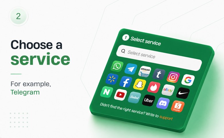 2. Choose a service — for example, Telegram